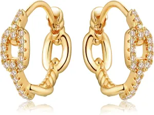 MEVECCO Gold Hoop Earrings for Women 18K Gold Plated Hoop Earrings Cute Cubic Zircon Handmade Hoop Earrings for Her Minimalist Everyday Jewelry