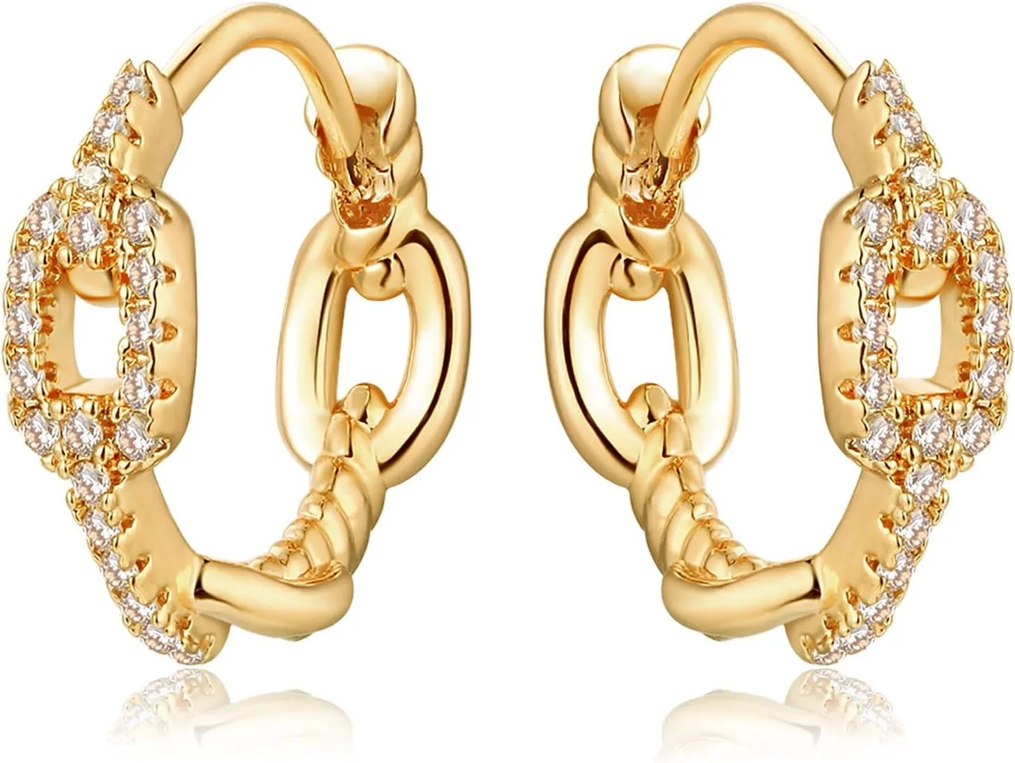 MEVECCO Gold Hoop Earrings for Women 18K Gold Plated Hoop Earrings Cute Cubic Zircon Handmade Hoop Earrings for Her Minimalist Everyday Jewelry