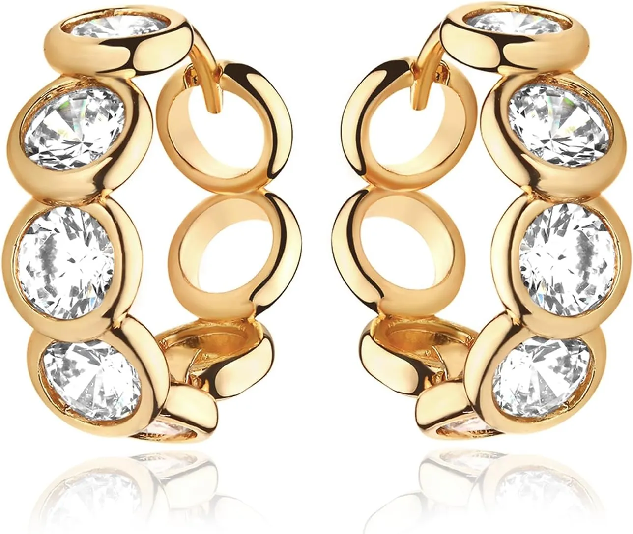 MEVECCO Gold Hoop Earrings for Women 18K Gold Plated Hoop Earrings Handmade Tiny Minimalism Cubic Zircon Hoop Hypoallergenic Earrings for Everyday Jewelry