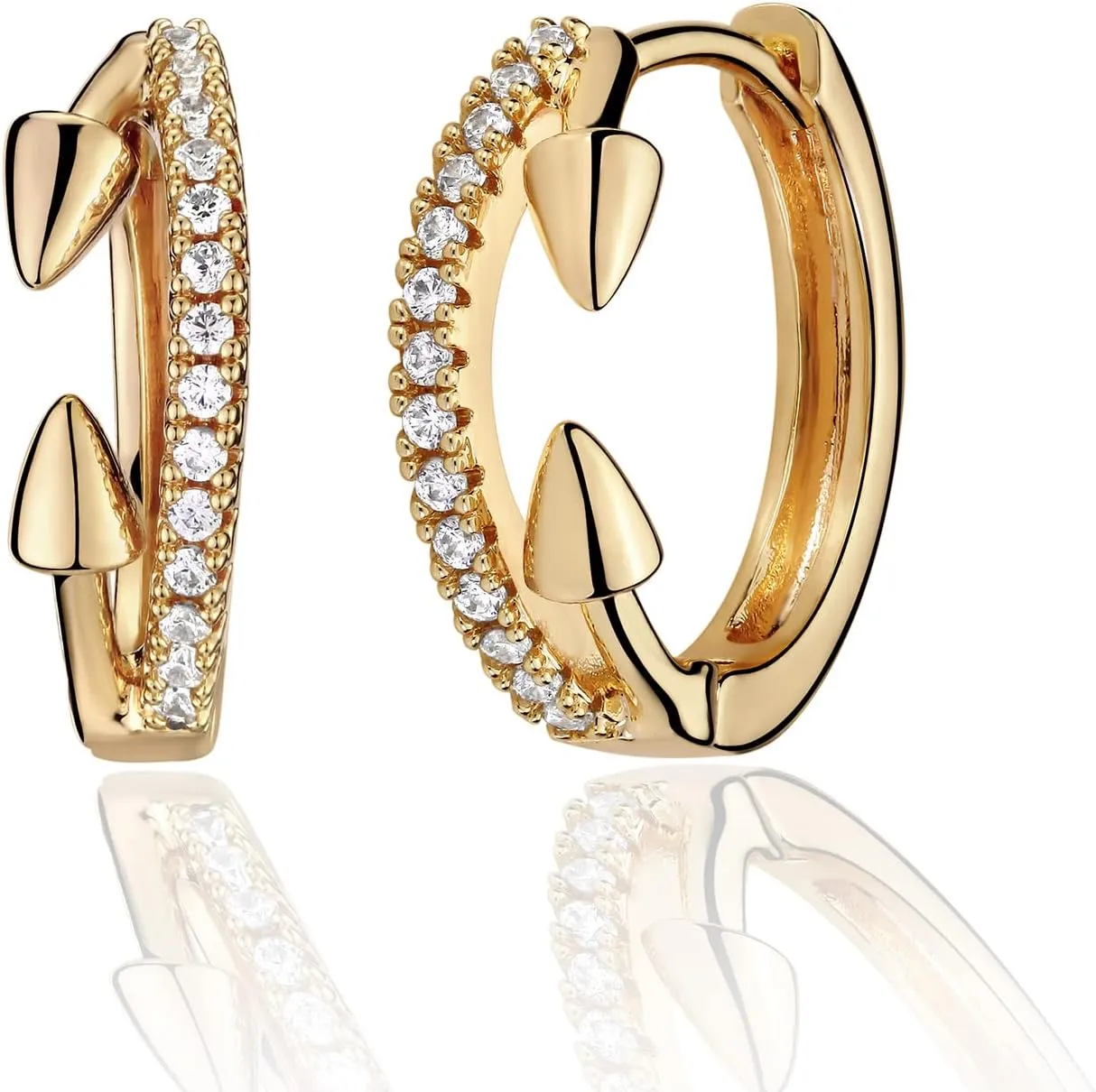 MEVECCO Gold Huggie Hoop Earrings 18K Gold Plated Arrow CZ Hoop Earrings Minimalist Handmade Earrings for Women