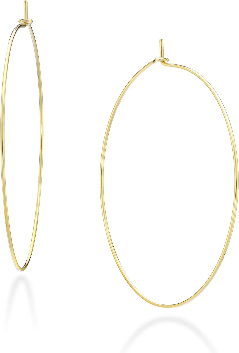 Miabella 925 Sterling Silver or 18K Gold Plated Super Thin Threader Wire Hoop Earrings for Women Made in Italy