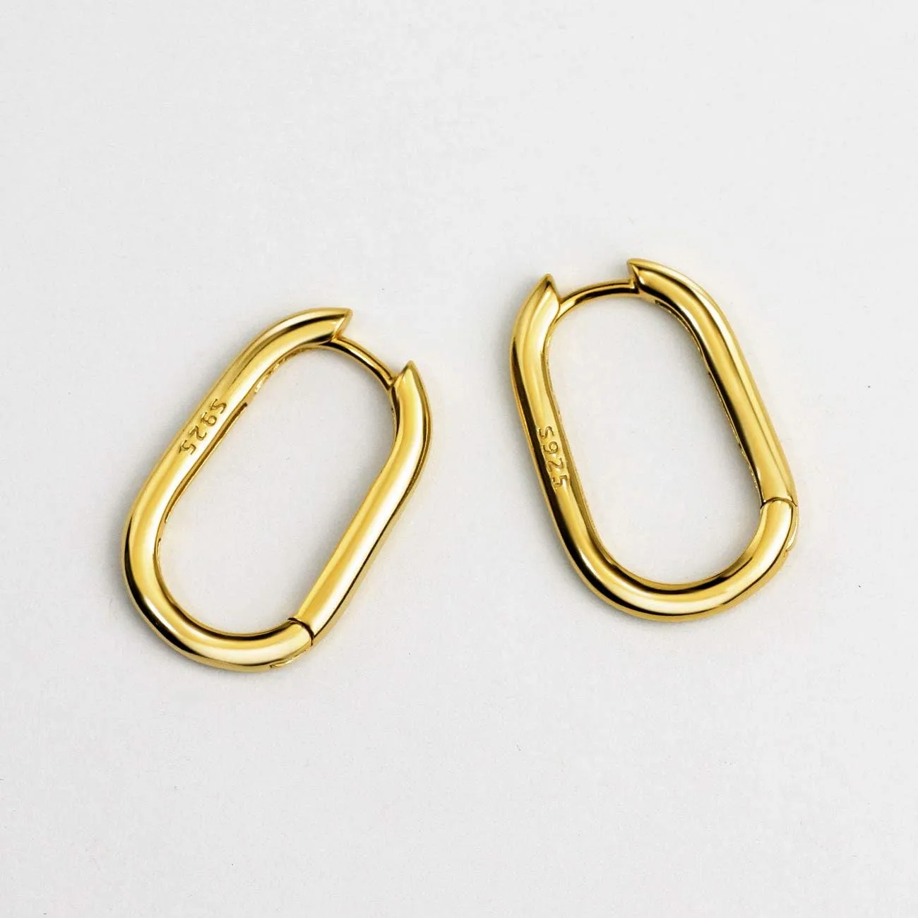 Michooyel S925 Hoop Earrings Oblong Huggie Earrings Minimalist Simple Essential Earring Sterling Silver Fine Jewelry for Women