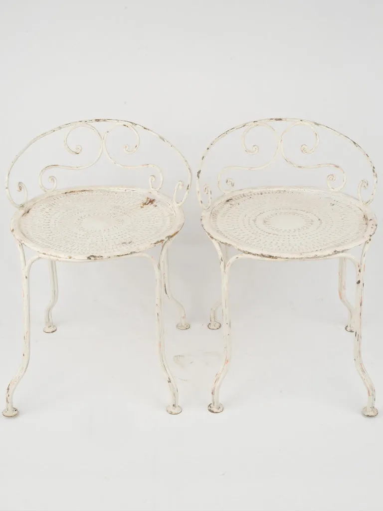Mid-Century Wrought Iron Chairs with Low  Backrests, 22½"
