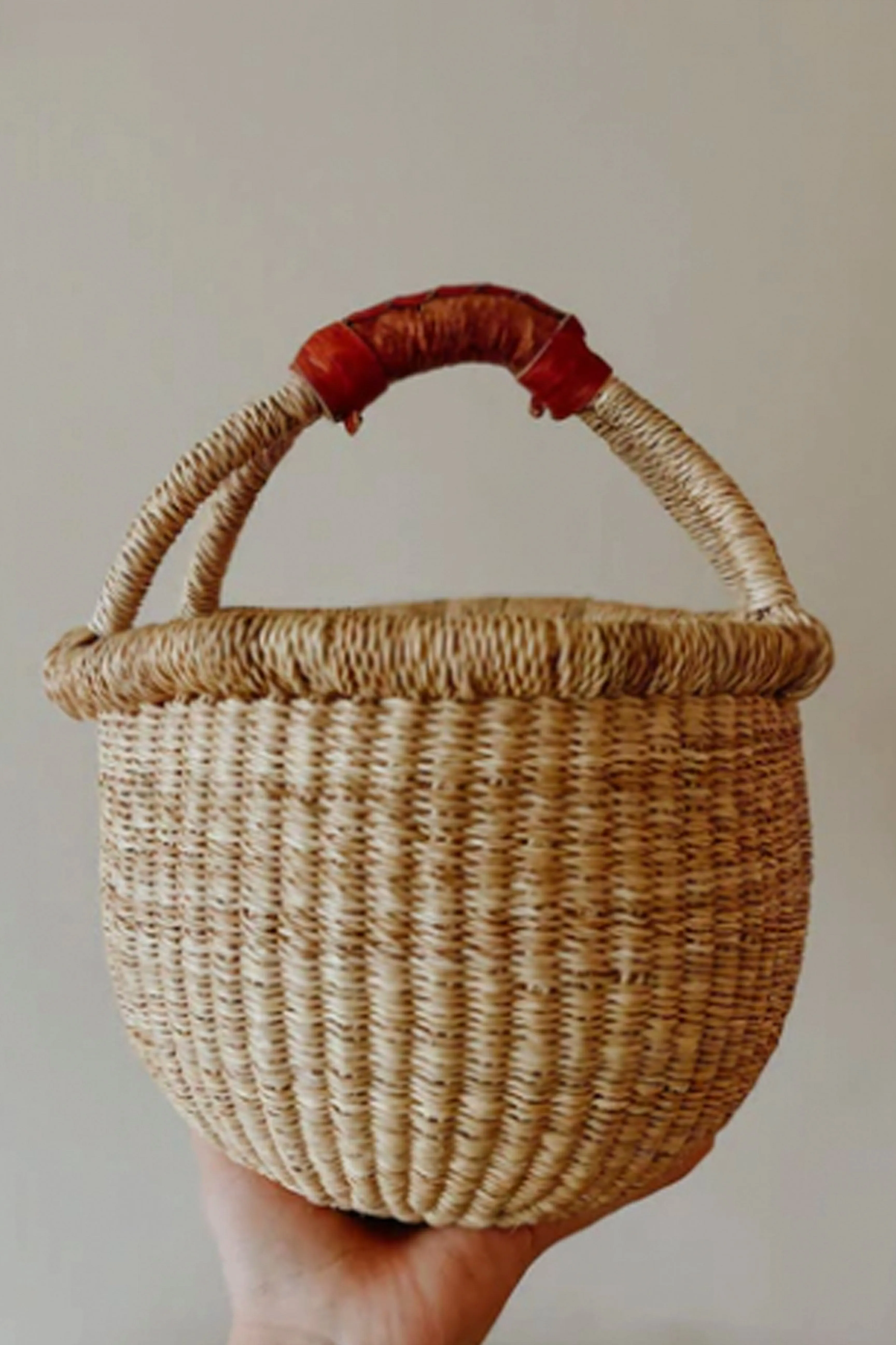 Mini Bolga Basket with leather handle