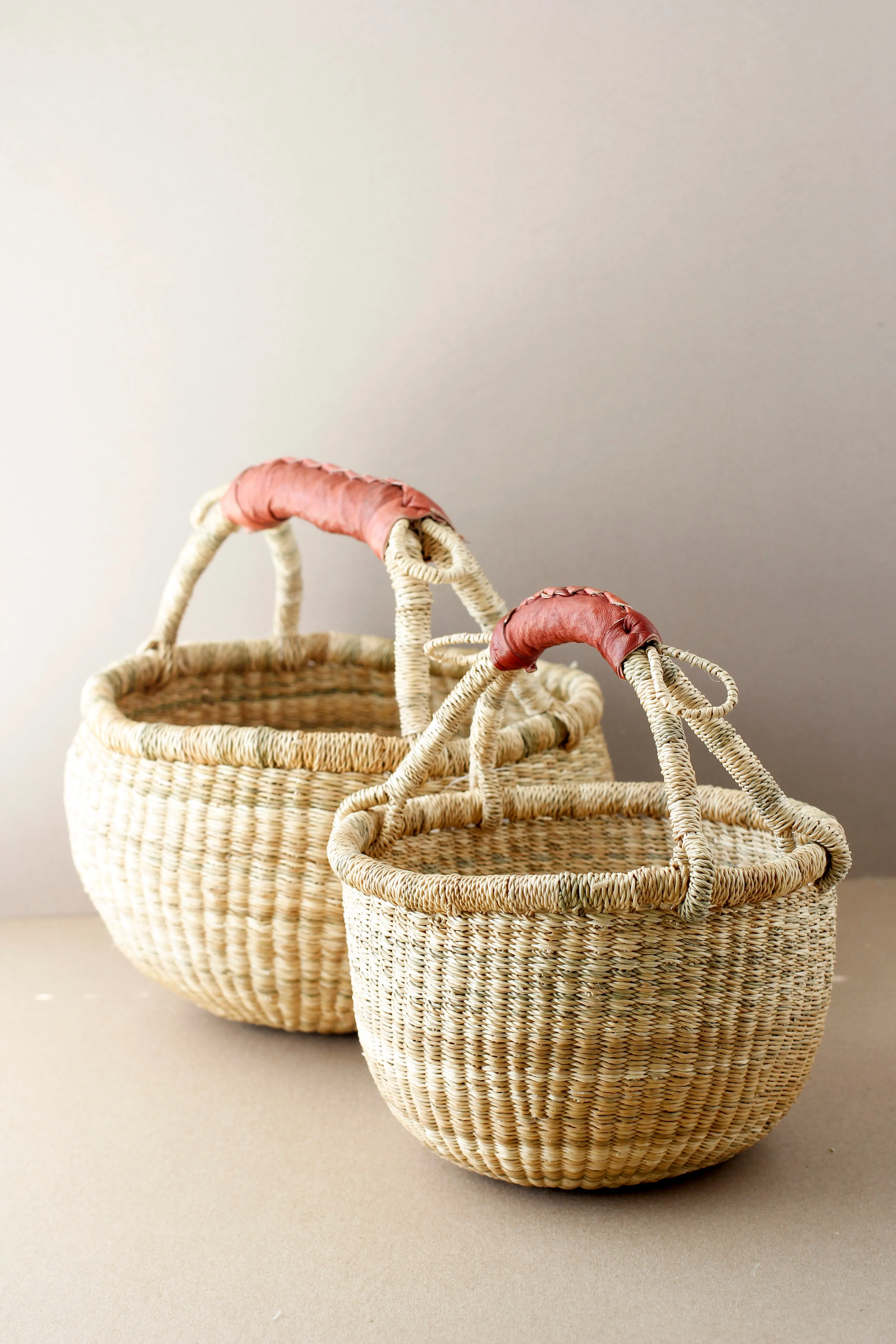 Mini Bolga Basket with leather handle