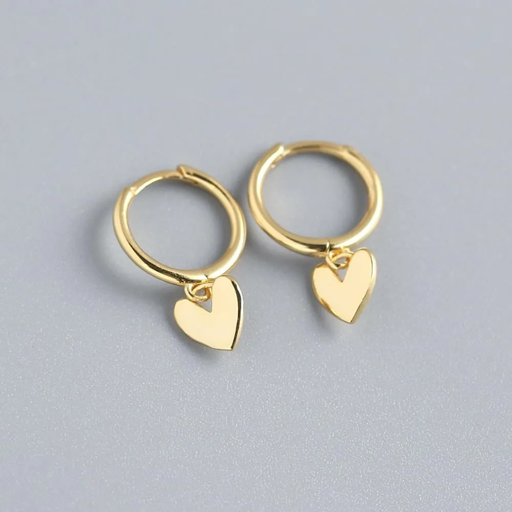 Minimalist 18K Gold Plated Heart Hoop Earrings  Dainty Small Huggie Earrings with Cute Heart Charm, Everyday Jewelry Gift for Women