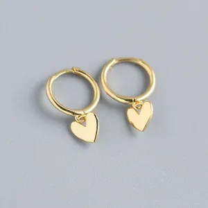 Minimalist 18K Gold Plated Heart Hoop Earrings  Dainty Small Huggie Earrings with Cute Heart Charm, Everyday Jewelry Gift for Women