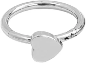Minimalist Love Heart Clicker Septum Hinged Hoop Lip Ring for Women Girls Men 316L Surgical Stainless Steel Nose Conch Daith Rings Cartilage Tragus Sleeper Earrings Body Piercing 8mm-12mm Jewelry 16G