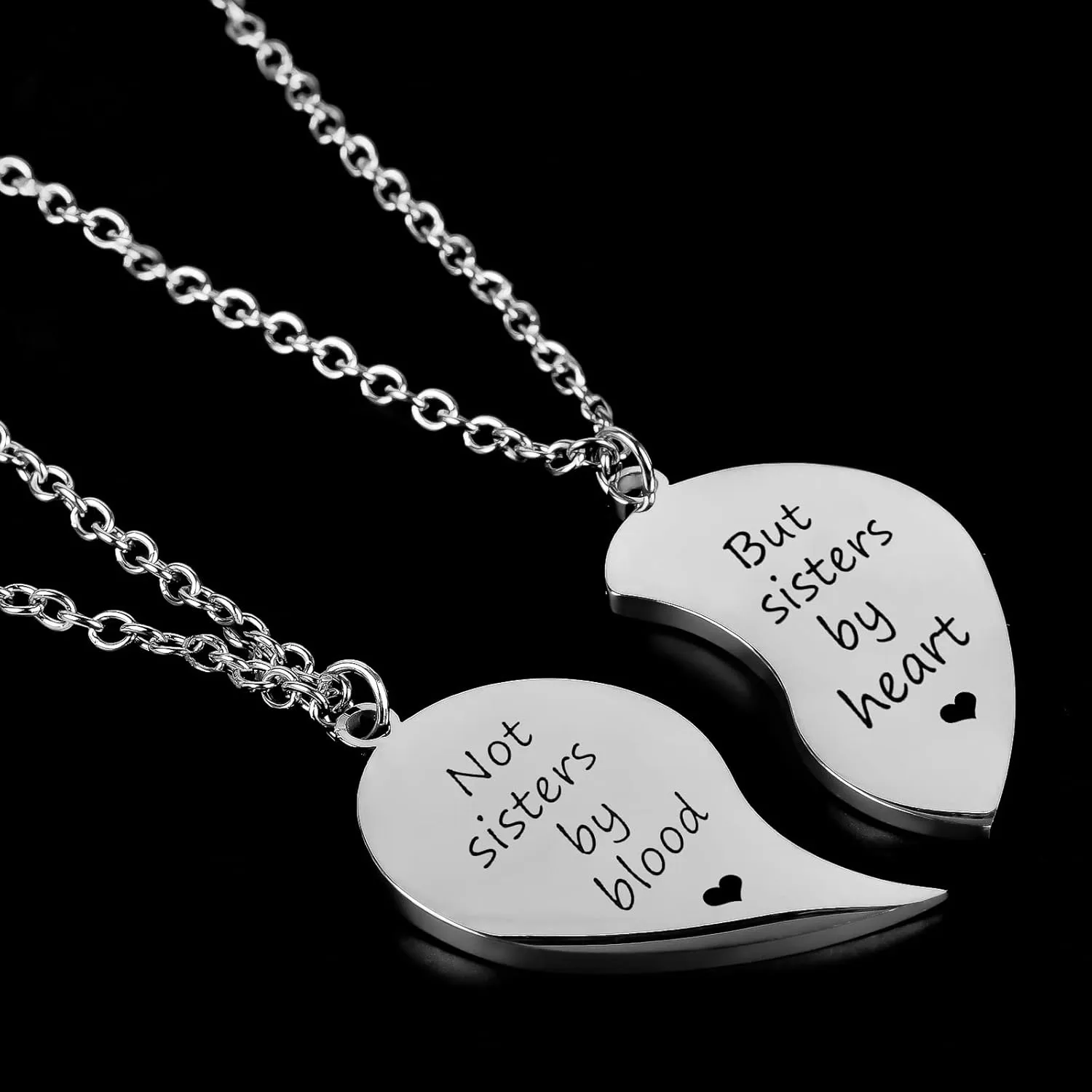 MJartoria BFF Necklace for 2-Split Heart Not Sisters by Blood Pendant Best Friend Friendship Necklace Set of 2 Valentines Gifts for Her