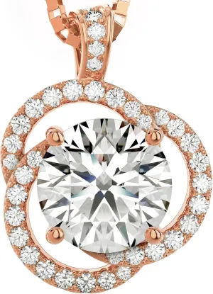 Moissanite Necklace for Women, 1ct 2ct 3ct, GRA Certified Rose Gold, Gold & Sterling Silver Swirling Moissanite Pendant Jewelry Gift for Her  Wife, Anniversary, Wedding, Valentine's Day, Birthday