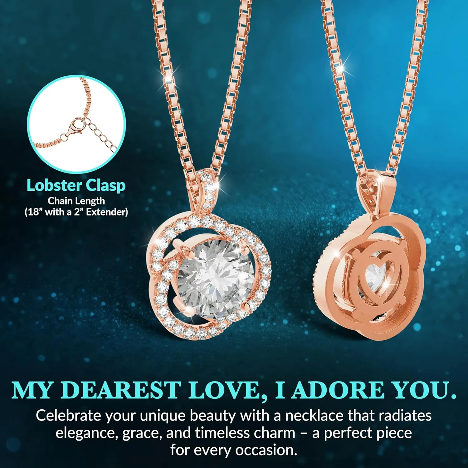 Moissanite Necklace for Women, 1ct 2ct 3ct, GRA Certified Rose Gold, Gold & Sterling Silver Swirling Moissanite Pendant Jewelry Gift for Her  Wife, Anniversary, Wedding, Valentine's Day, Birthday