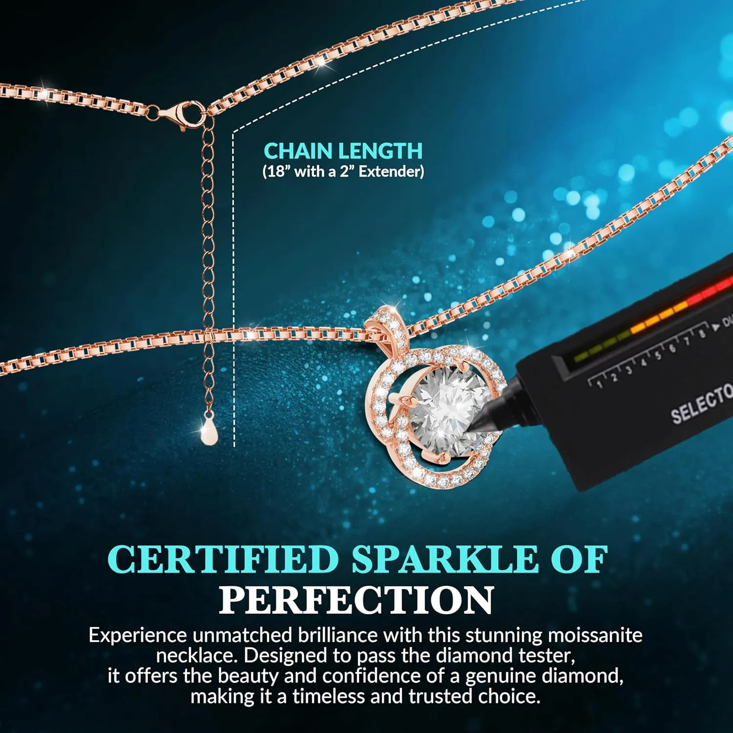 Moissanite Necklace for Women, 1ct 2ct 3ct, GRA Certified Rose Gold, Gold & Sterling Silver Swirling Moissanite Pendant Jewelry Gift for Her  Wife, Anniversary, Wedding, Valentine's Day, Birthday