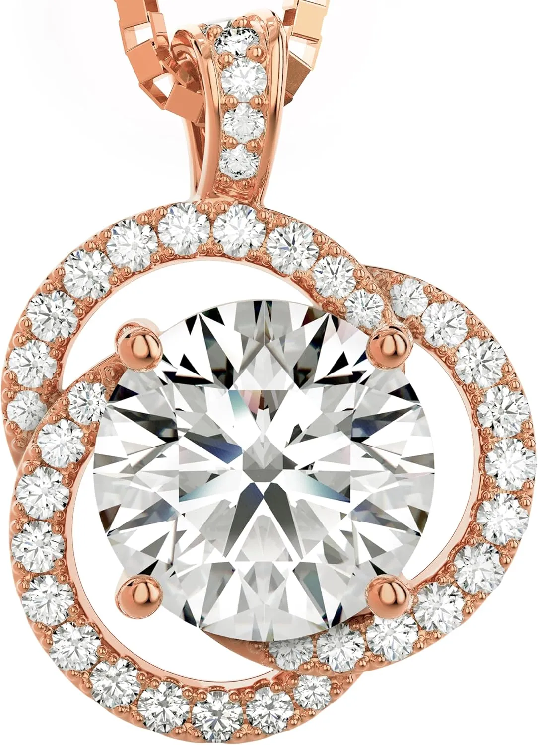 Moissanite Necklace for Women, 1ct 2ct 3ct, GRA Certified Rose Gold, Gold & Sterling Silver Swirling Moissanite Pendant Jewelry Gift for Her  Wife, Anniversary, Wedding, Valentine's Day, Birthday