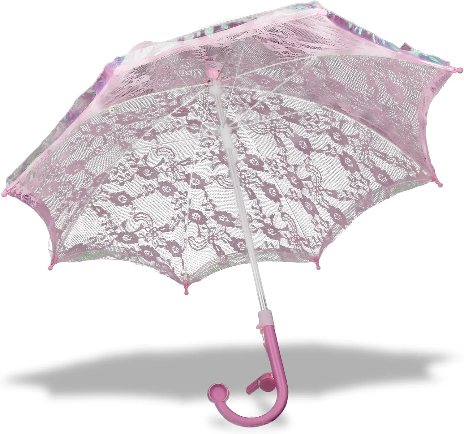 Mozlly Parasol Umbrella With Whistle - Foldable Lace Parasol, Tea Party Decorations For Little Girls - 20" Diameter