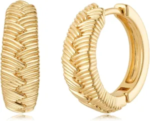 MYEARS Women Braid Earrings Gold Huggie Hoop Palm Leaf Sleeper 14K Gold Filled Small Simple Handmade Hypoallergenic Everyday Jewelry