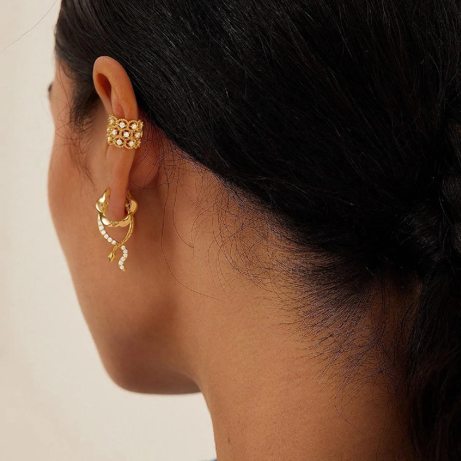 MYEARS Women Ear Cuff Earrings Gold Non Pierced Cartilage Clip on Open Wrap Twist Hoop 14K Gold Plated Simple Hypoallergenic Everyday Jewelry