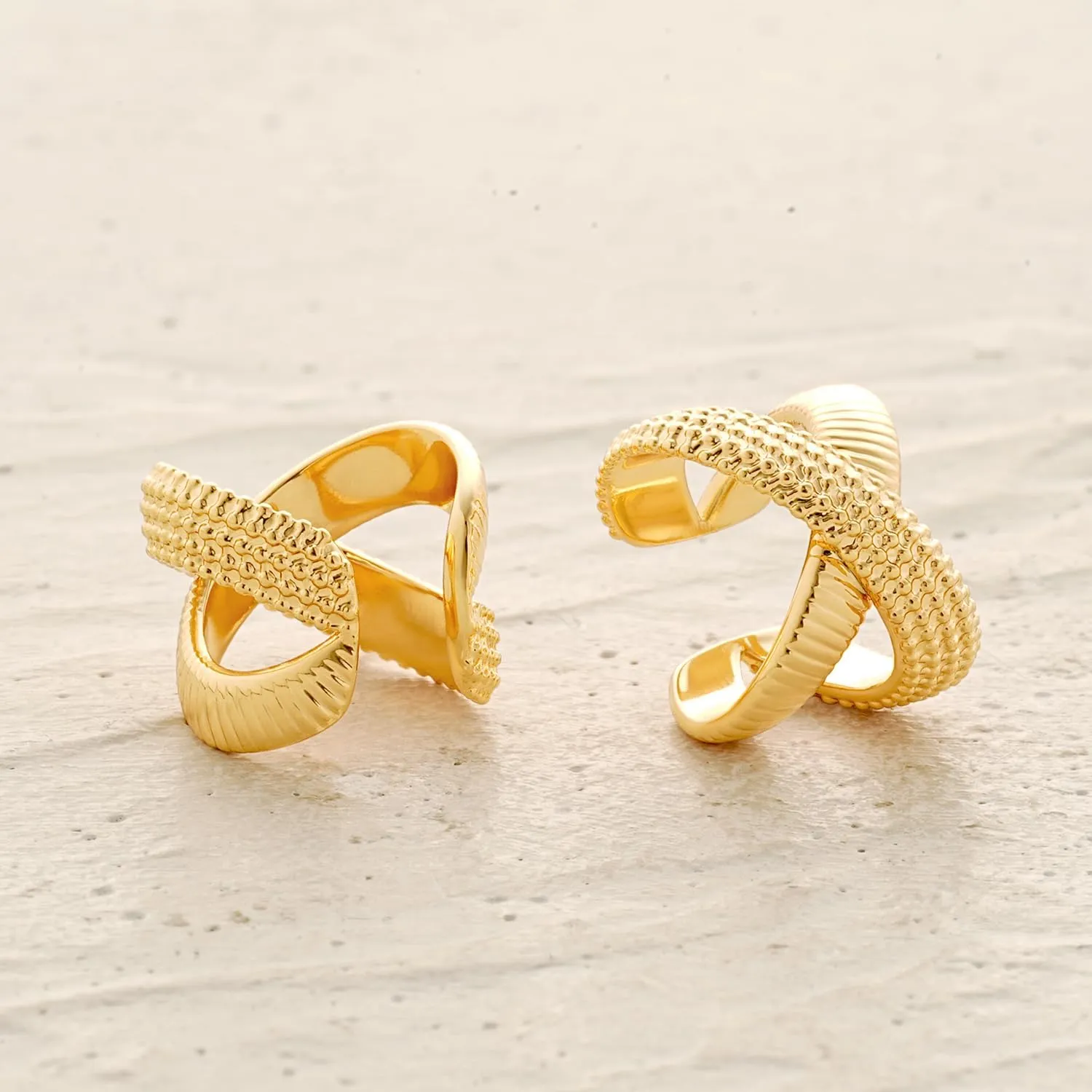 MYEARS Women Ear Cuff Earrings Gold Non Pierced Cartilage Clip on Open Wrap X Hoop 14K Gold Plated Simple Hypoallergenic Everyday Jewelry