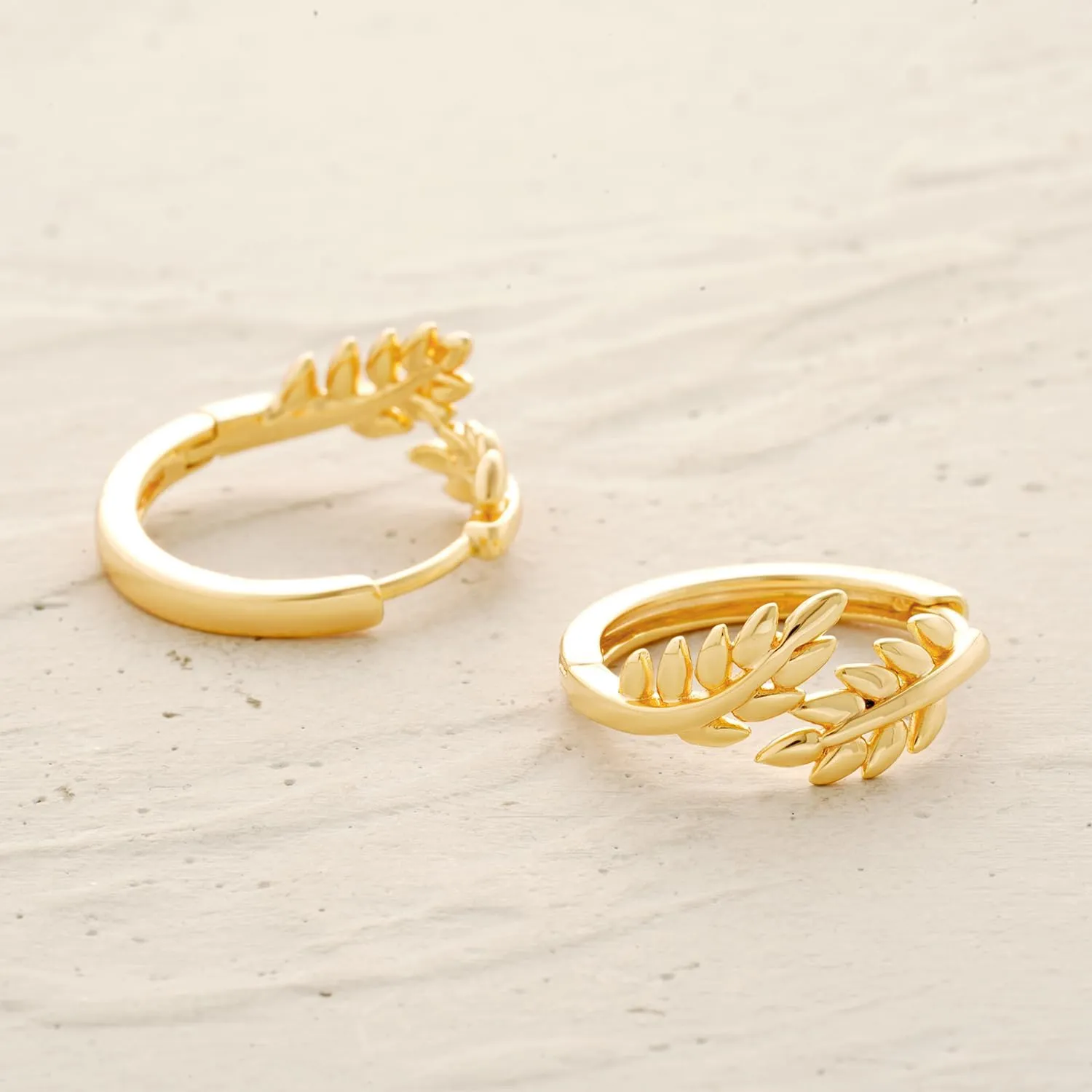MYEARS Women Earrings Gold Huggie Hoop Cubic Zirconia 14K Gold Plated Small Simple Hypoallergenic Everyday Jewelry - Flower and Tree