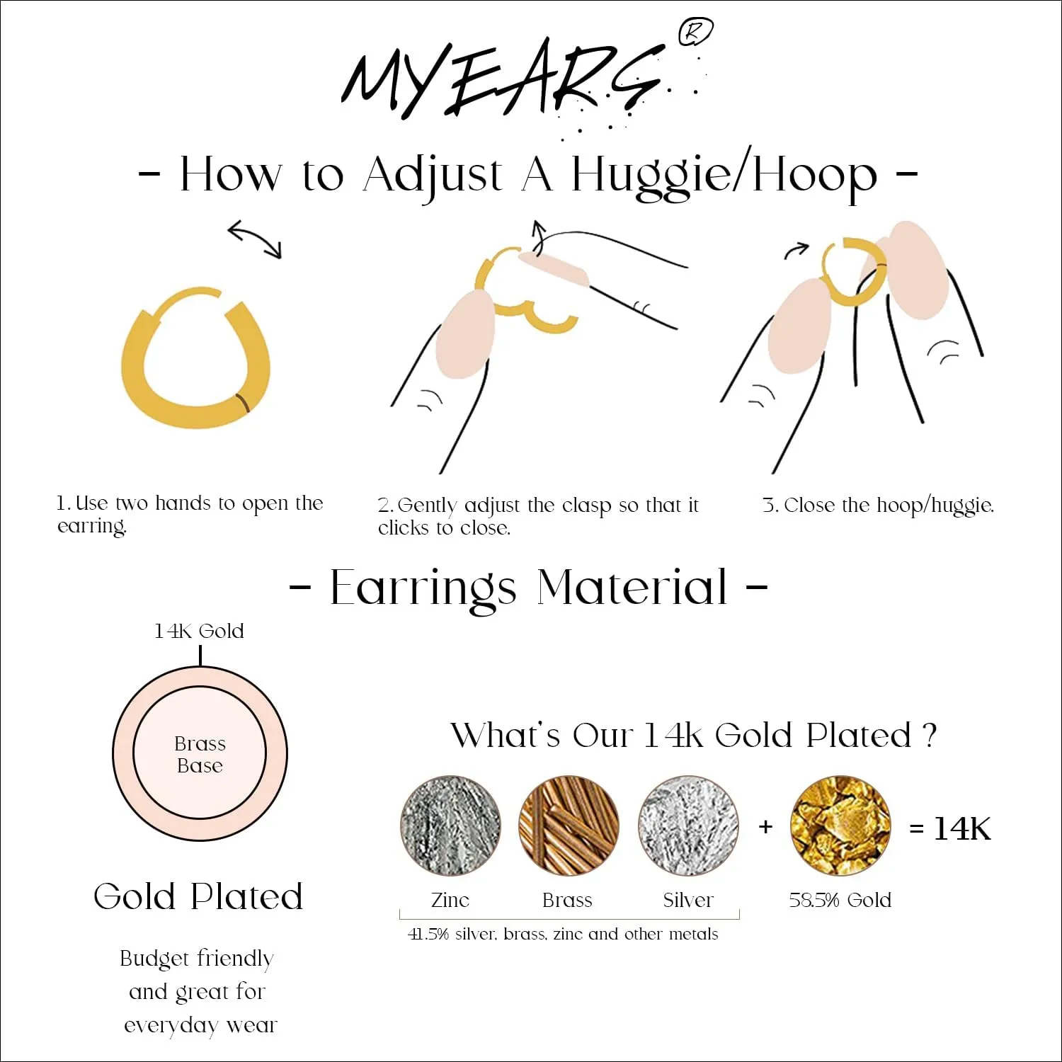 MYEARS Women Earrings Gold Huggie Hoop Cubic Zirconia 14K Gold Plated Small Simple Hypoallergenic Everyday Jewelry - Flower and Tree