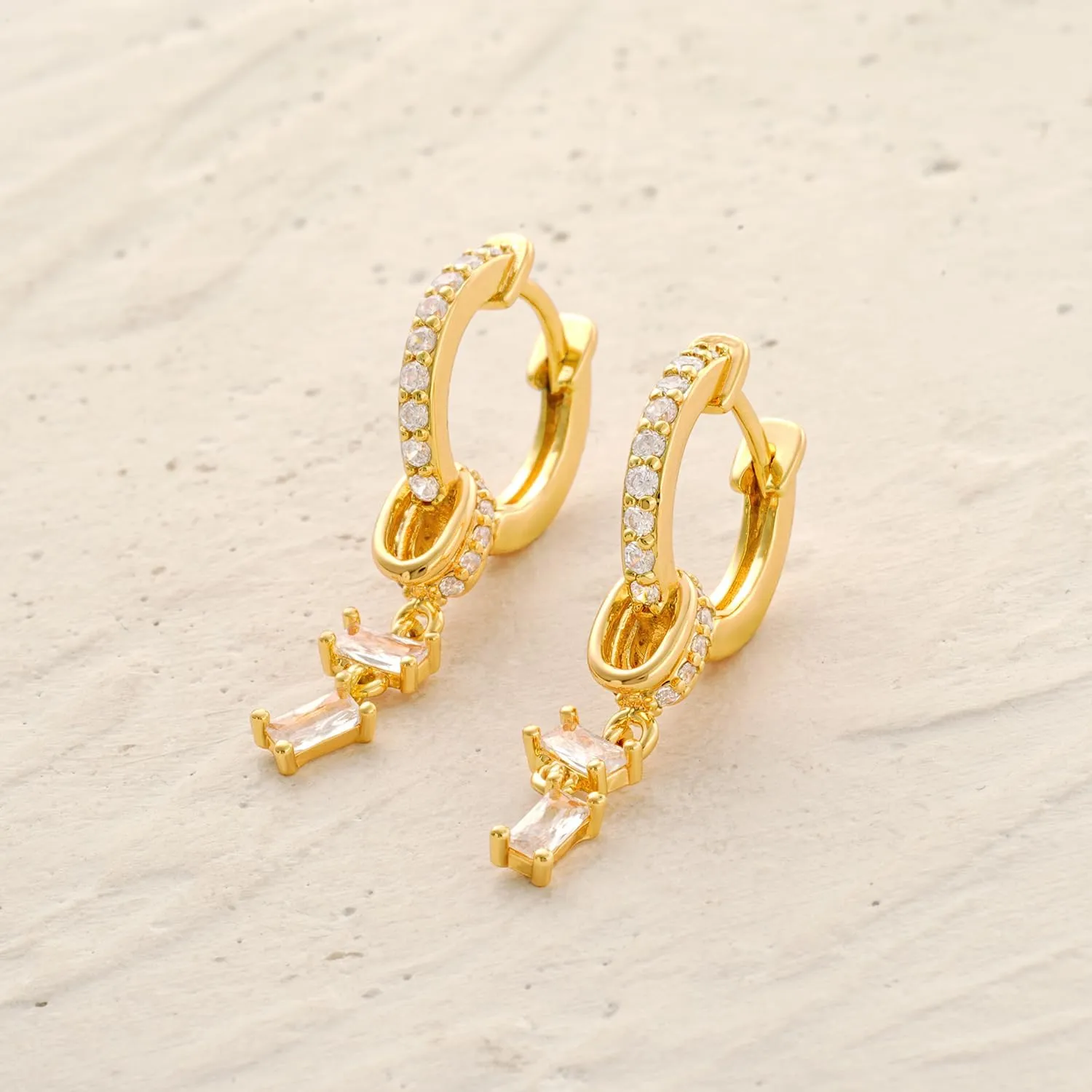 MYEARS Women Earrings Gold Huggie Hoop Dangle Drop 14K Gold Plated Small Simple Hypoallergenic Everyday Jewelry