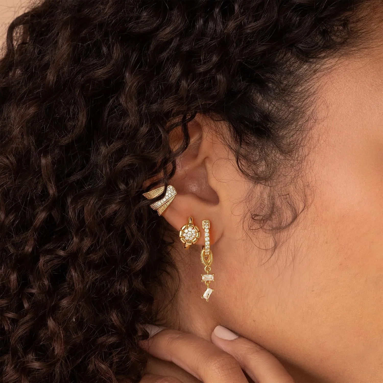 MYEARS Women Earrings Gold Huggie Hoop Dangle Drop 14K Gold Plated Small Simple Hypoallergenic Everyday Jewelry
