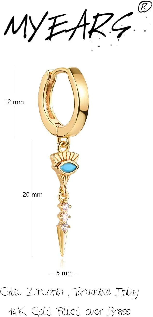 MYEARS Women Earrings Gold Huggie Hoop Dangle Drop 14K Gold Plated Small Simple Hypoallergenic Everyday Jewelry
