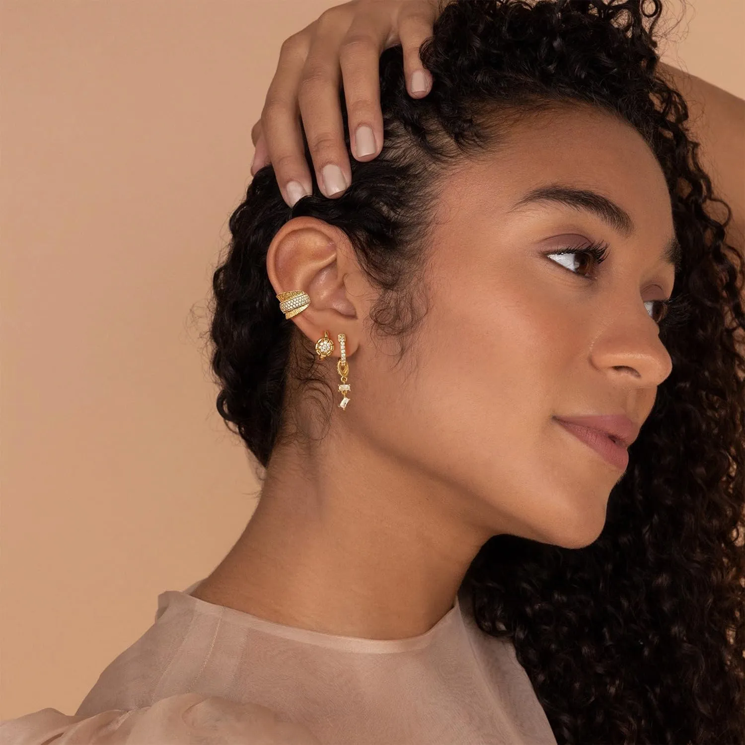 MYEARS Women Earrings Gold Huggie Hoop Dangle Drop 14K Gold Plated Small Simple Hypoallergenic Everyday Jewelry
