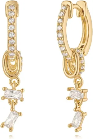 MYEARS Women Earrings Gold Huggie Hoop Dangle Drop 14K Gold Plated Small Simple Hypoallergenic Everyday Jewelry