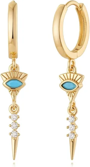 MYEARS Women Earrings Gold Huggie Hoop Dangle Drop 14K Gold Plated Small Simple Hypoallergenic Everyday Jewelry