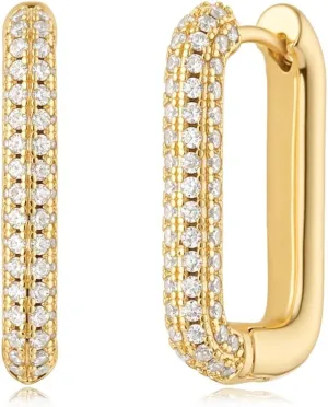 MYEARS Women Earrings Gold Huggie U Hoop 14K Gold Plated Small Simple Hypoallergenic Everyday Jewelry