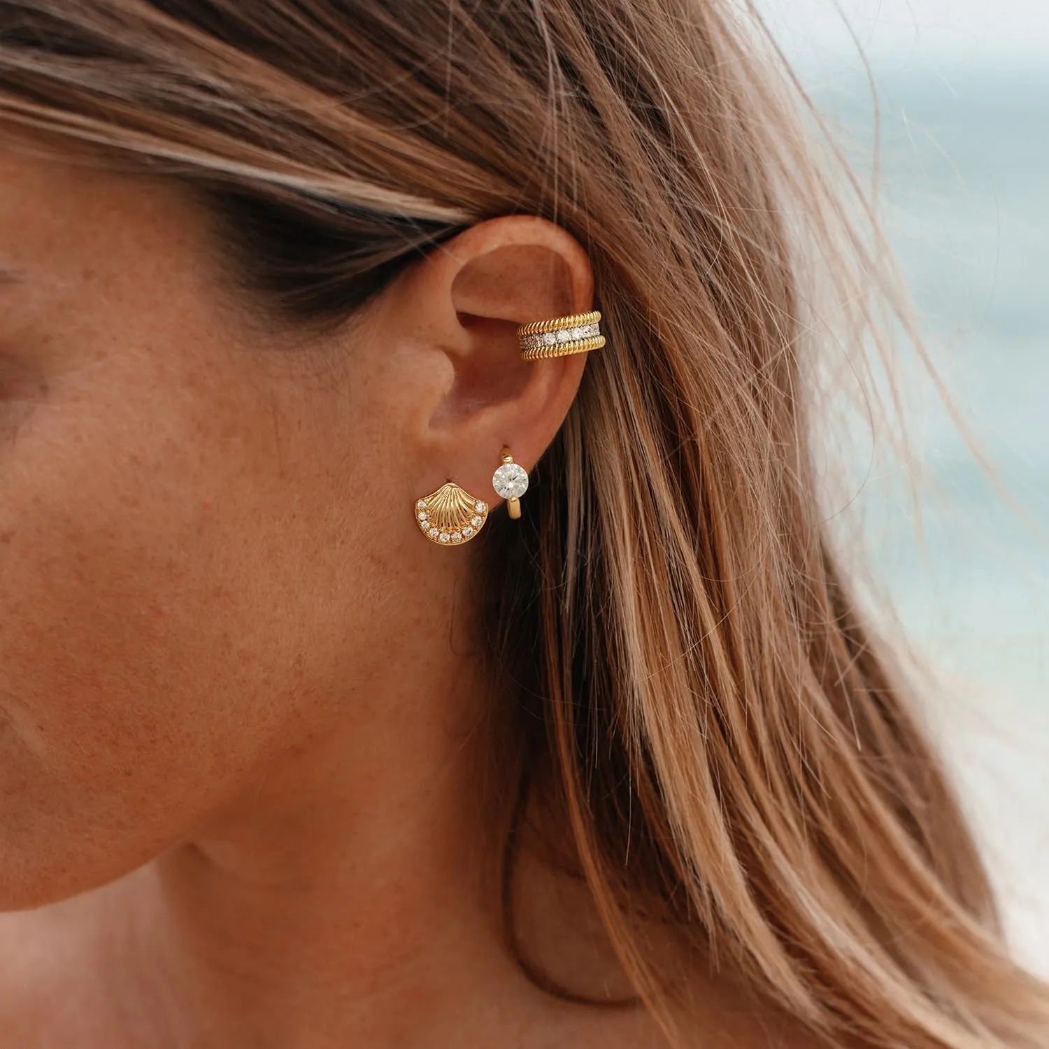 MYEARS Women Earrings Gold Stud 14K Gold Plated Small Simple Hypoallergenic Everyday Jewelry