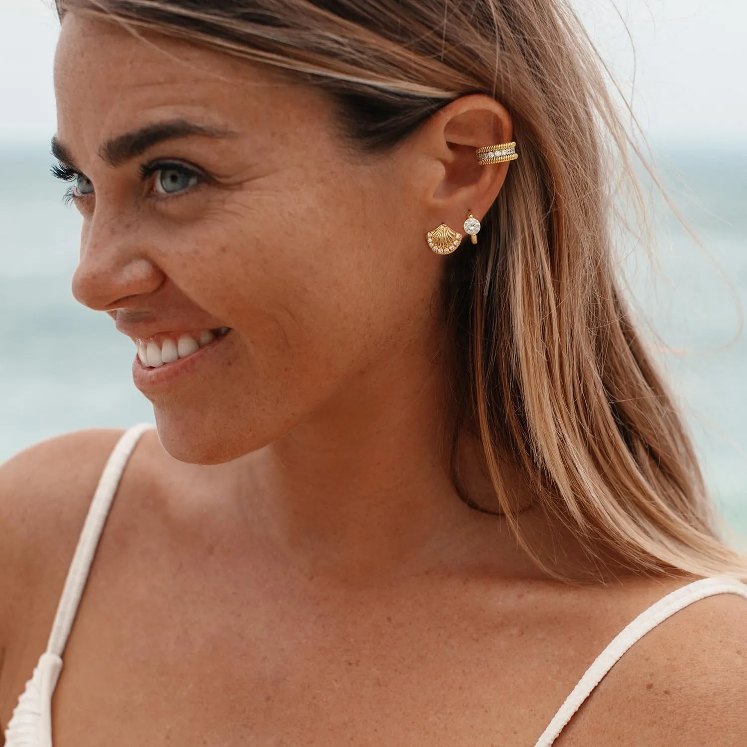 MYEARS Women Earrings Gold Stud 14K Gold Plated Small Simple Hypoallergenic Everyday Jewelry