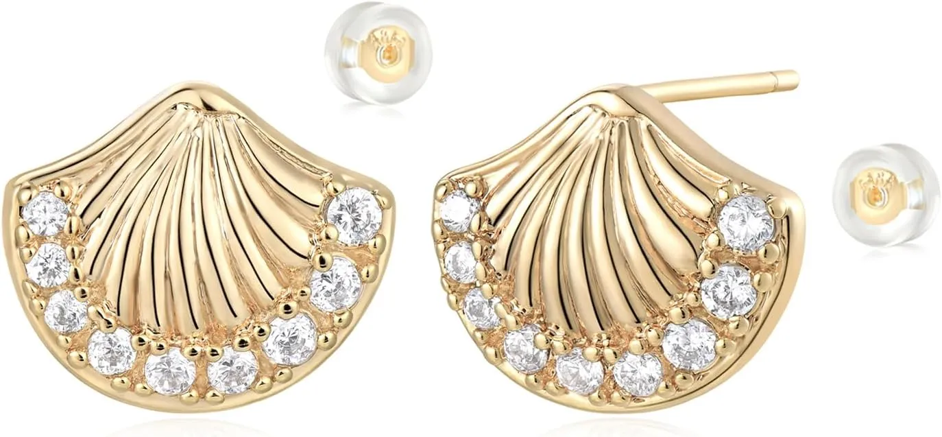 MYEARS Women Earrings Gold Stud 14K Gold Plated Small Simple Hypoallergenic Everyday Jewelry