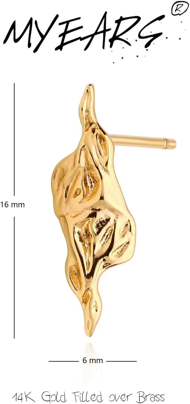 MYEARS Women Earrings Gold Stud 14K Gold Plated Small Simple Hypoallergenic Everyday Jewelry