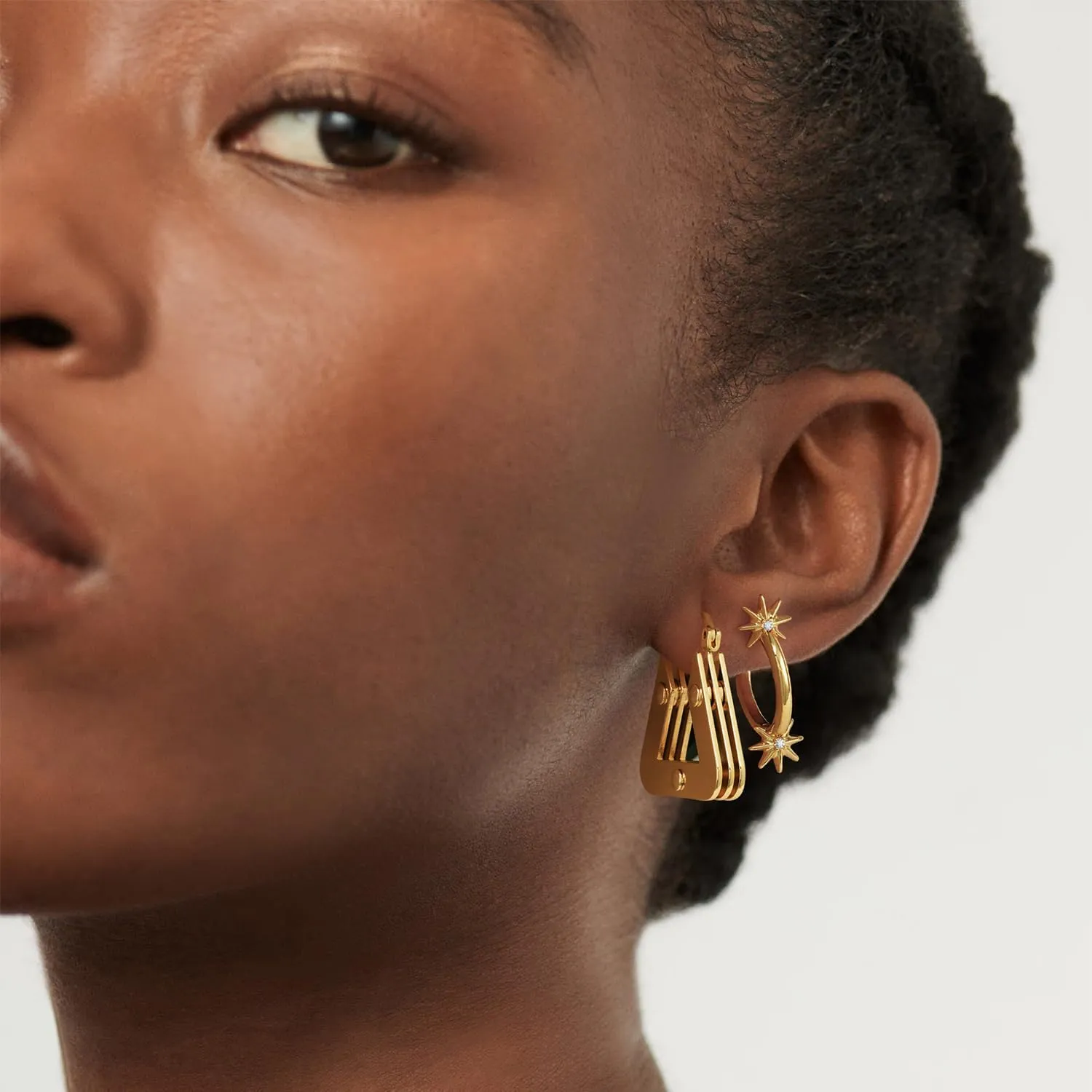 MYEARS Women Geometric Hoop Earrings Gold 14K Gold Plated Small Simple Hypoallergenic Everyday Jewelry