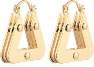 MYEARS Women Geometric Hoop Earrings Gold 14K Gold Plated Small Simple Hypoallergenic Everyday Jewelry