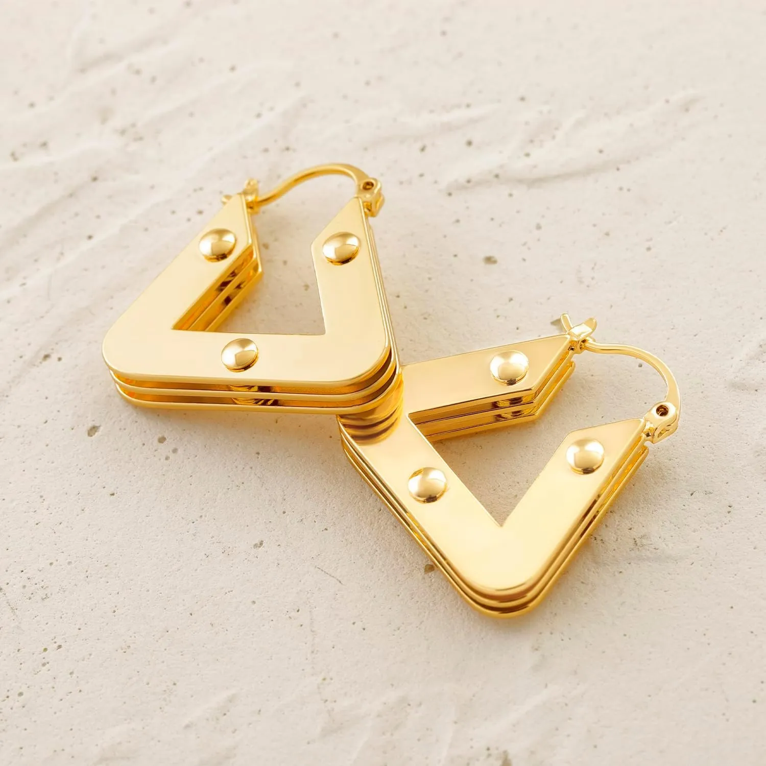 MYEARS Women Geometric Hoop Earrings Gold 14K Gold Plated Small Simple Hypoallergenic Everyday Jewelry