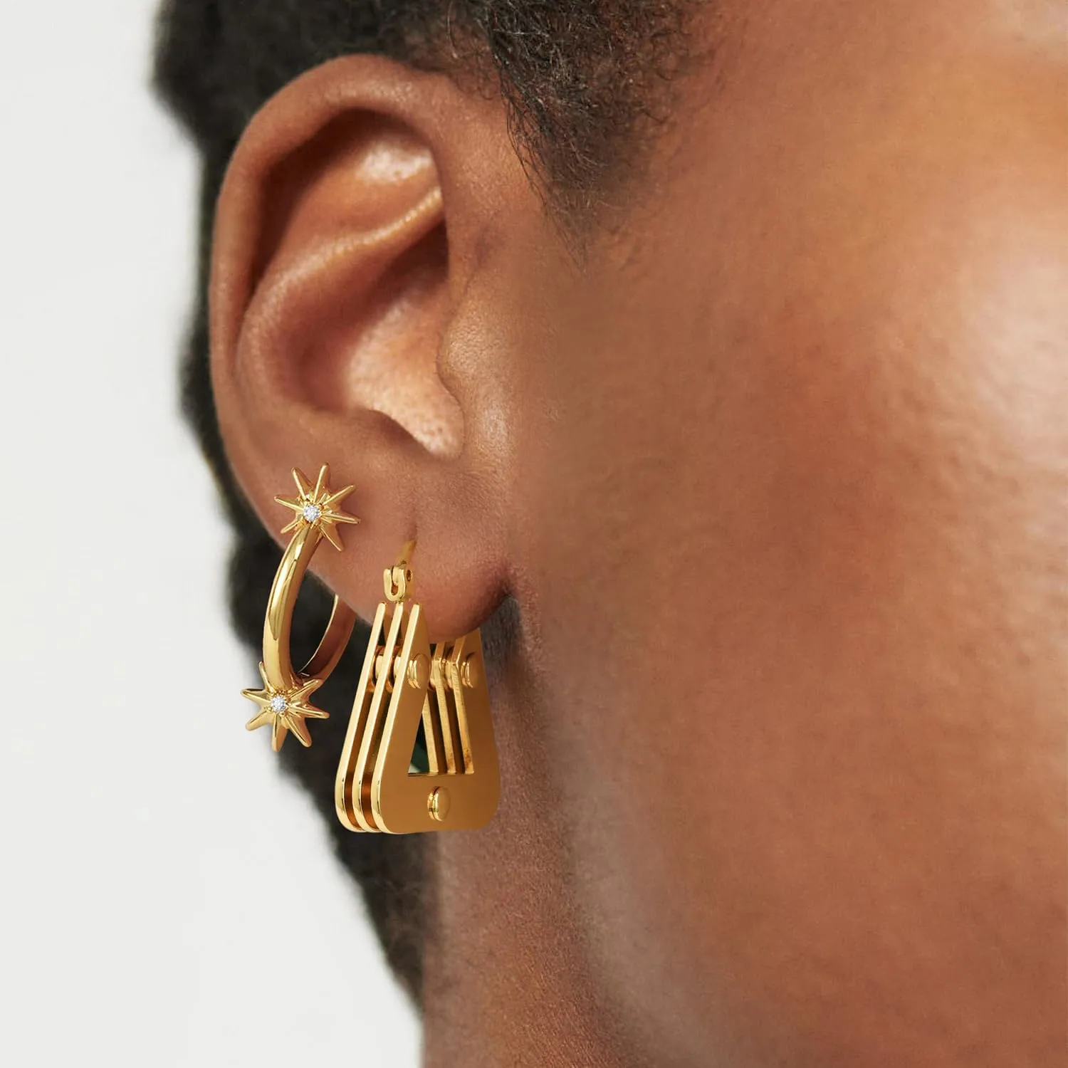MYEARS Women Geometric Hoop Earrings Gold 14K Gold Plated Small Simple Hypoallergenic Everyday Jewelry