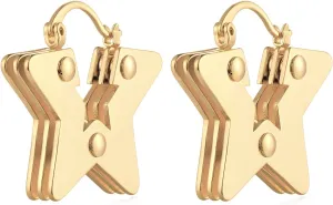 MYEARS Women Geometric Hoop Earrings Gold 14K Gold Plated Small Simple Hypoallergenic Everyday Jewelry