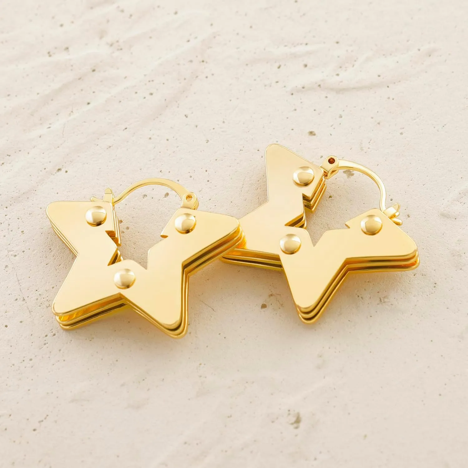 MYEARS Women Geometric Hoop Earrings Gold 14K Gold Plated Small Simple Hypoallergenic Everyday Jewelry