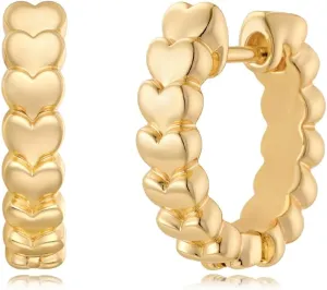 MYEARS Women Gold Huggie Hoop Earrings Ear Stud Cuff 14K Gold Plated Small Simple Minimalist Hypoallergenic Everyday Jewelry