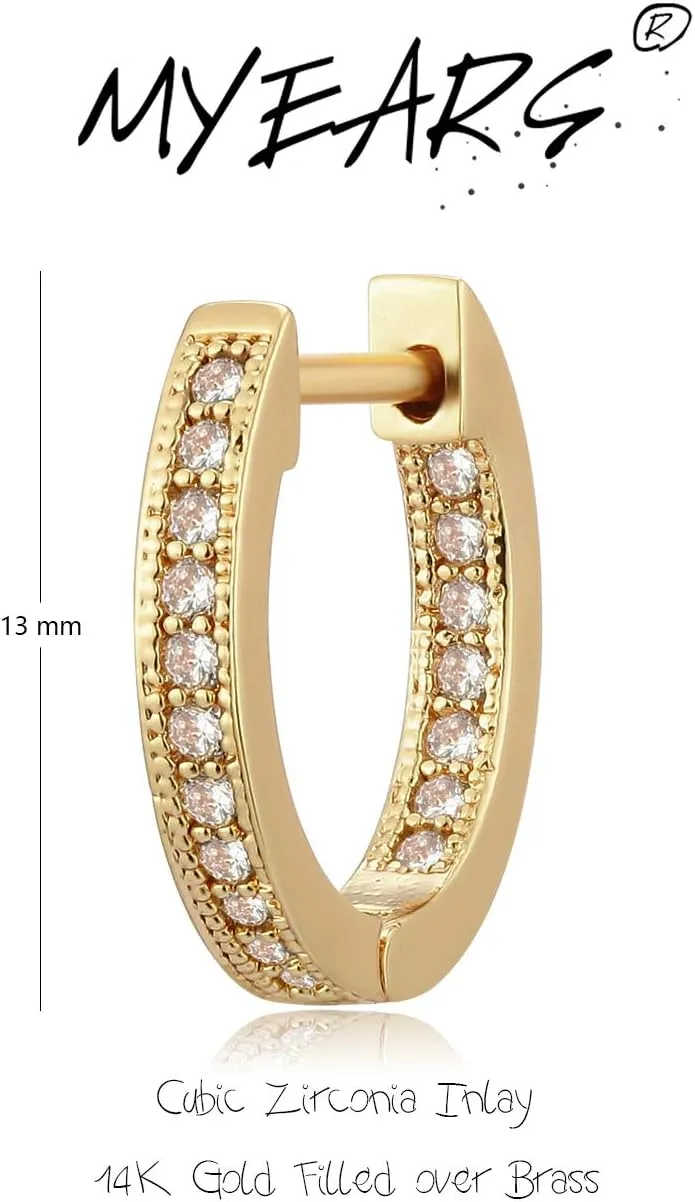 MYEARS Women Gold Huggie Hoop Earrings Ear Stud Cuff 14K Gold Plated Small Simple Minimalist Hypoallergenic Everyday Jewelry