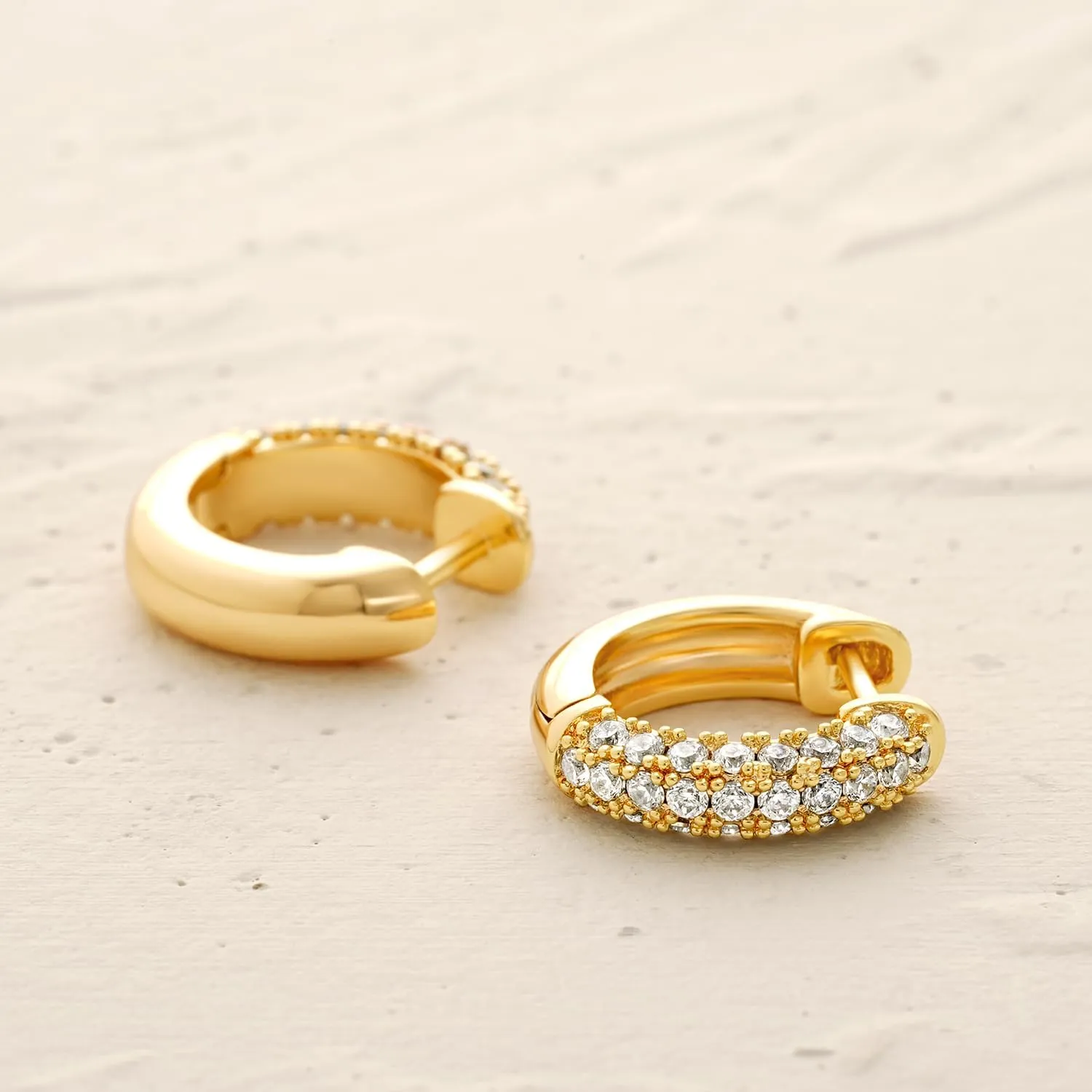MYEARS Women Gold Huggie Hoop Earrings Ear Stud Cuff 14K Gold Plated Small Simple Minimalist Hypoallergenic Everyday Jewelry