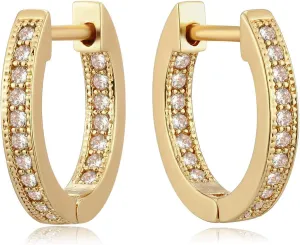 MYEARS Women Gold Huggie Hoop Earrings Ear Stud Cuff 14K Gold Plated Small Simple Minimalist Hypoallergenic Everyday Jewelry