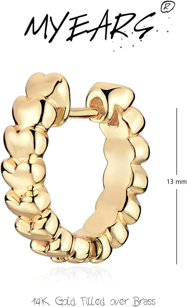 MYEARS Women Gold Huggie Hoop Earrings Ear Stud Cuff 14K Gold Plated Small Simple Minimalist Hypoallergenic Everyday Jewelry