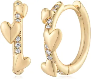 MYEARS Women Heart Earrings Gold Huggie Hoop 14K Gold Plated Small Simple Hypoallergenic Everyday Jewelry