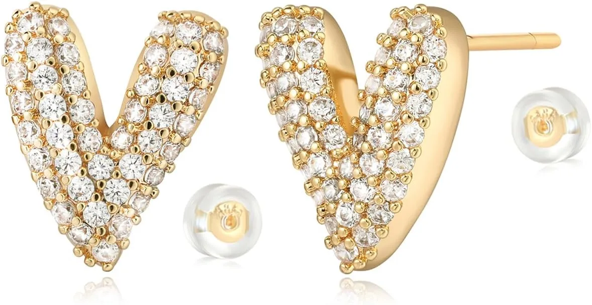 MYEARS Women Heart Earrings Gold Stud 14K Gold Filled Small Simple Hypoallergenic Everyday Valentine's Day Gift Jewelry