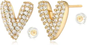 MYEARS Women Heart Earrings Gold Stud 14K Gold Filled Small Simple Hypoallergenic Everyday Valentine's Day Gift Jewelry