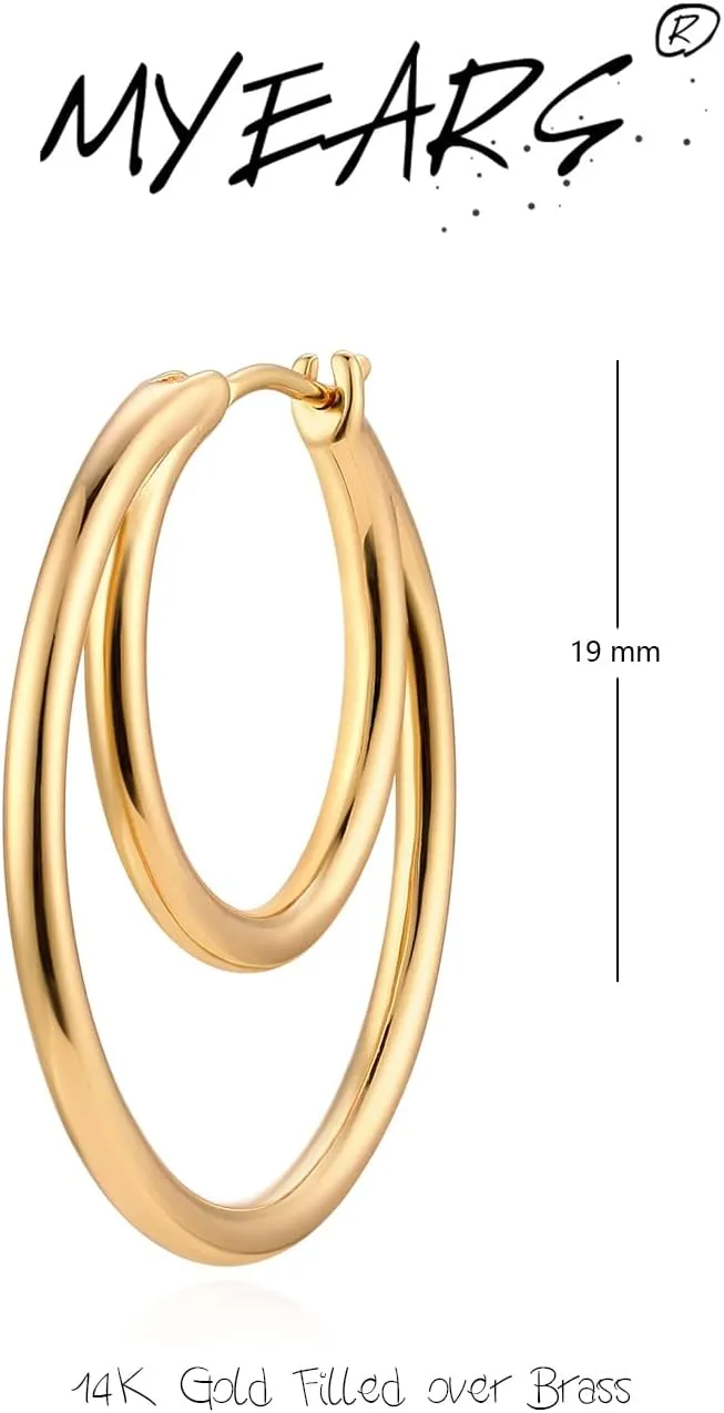 MYEARS Women Hoop Earrings Gold 14K Simple Hypoallergenic Everyday Jewelry