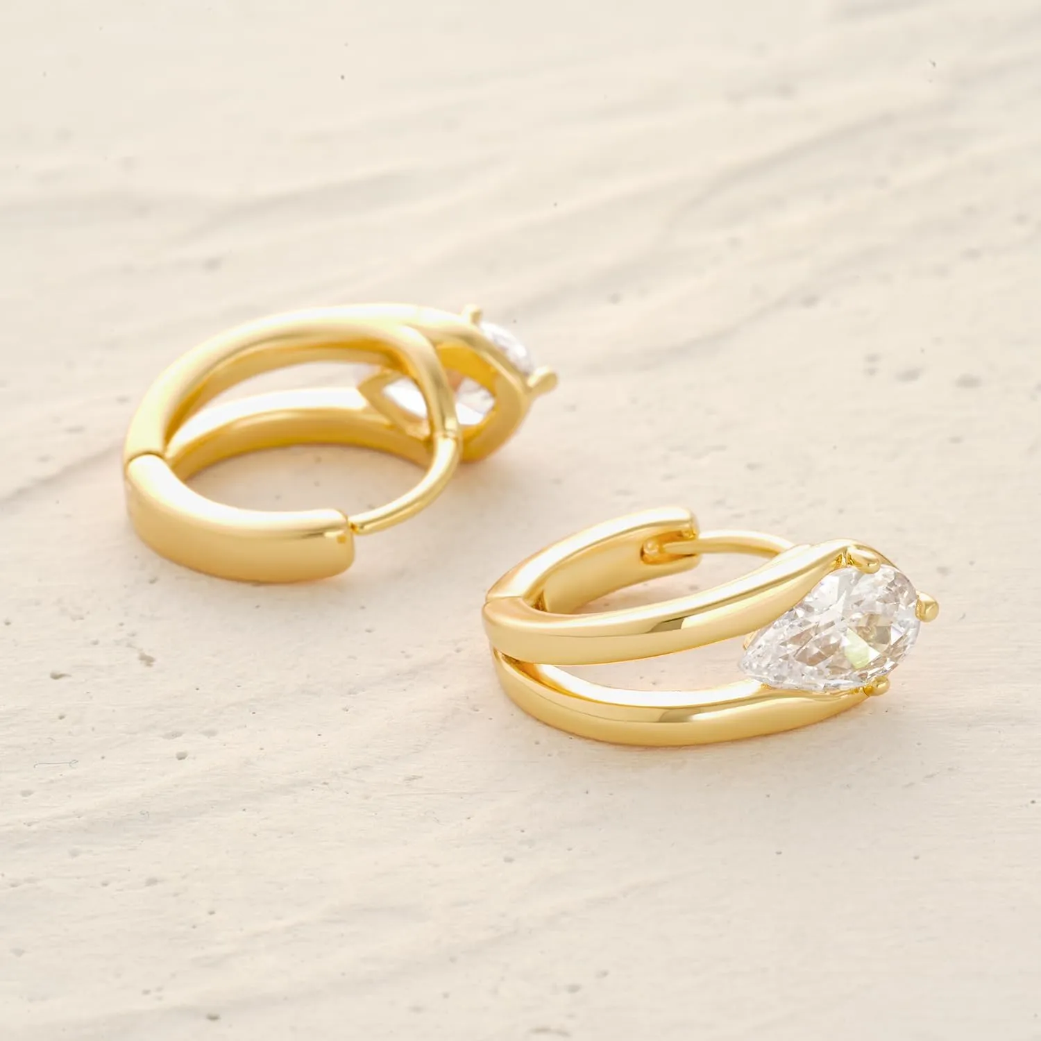 MYEARS Women Hoop Earrings Gold Huggie Cubic Zirconia 14K Small Simple Hypoallergenic Everyday Jewelry